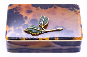 France 1950 Soubrenie Et Bois Paris Precious Agate Jeweled box In 18Kt Gold With Diamonds Jade