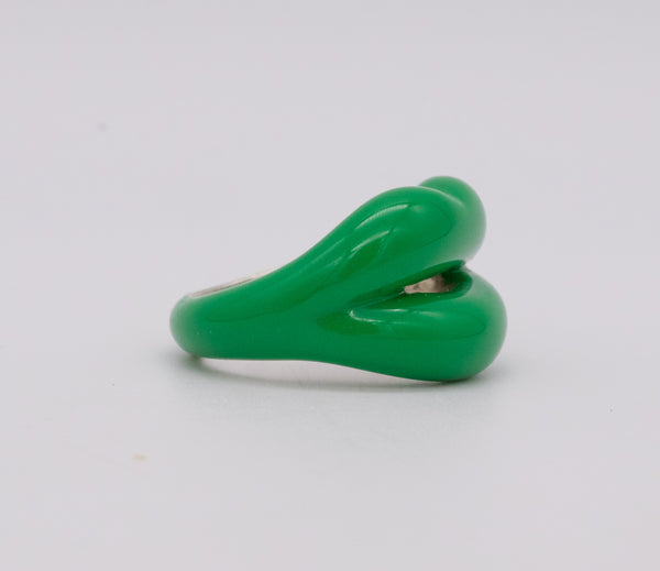 SOLANGE AZAGURY-PARTRIDGE HOTLIPS RING .925 STERLING SILVER with GREEN ENAMEL