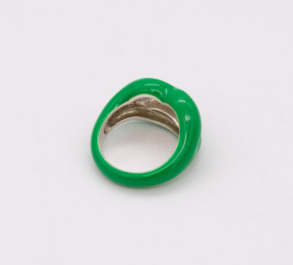 SOLANGE AZAGURY-PARTRIDGE HOTLIPS RING .925 STERLING SILVER with GREEN ENAMEL
