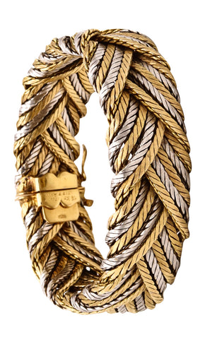 *Tiffany & Co. 1960 vintage textured braided bracelet in two tones of 18 kt gold