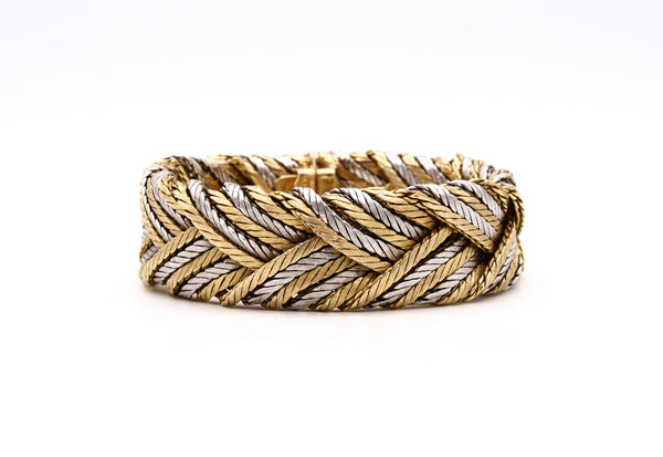 *Tiffany & Co. 1960 vintage textured braided bracelet in two tones of 18 kt gold