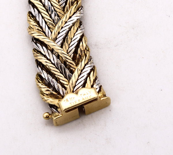 *Tiffany & Co. 1960 vintage textured braided bracelet in two tones of 18 kt gold