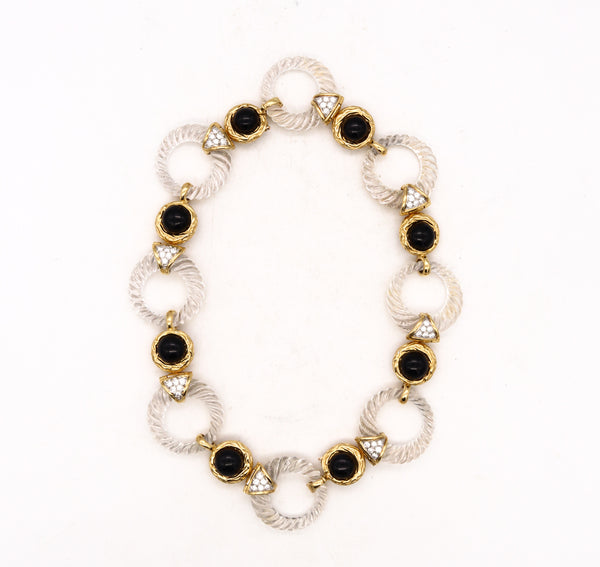 Boucheron 1970 Paris Convertible Necklace Bracelets In 18Kt With 48.84 Cts In Diamonds And Rock Quartz