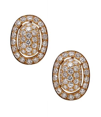 Cartier Paris Clip Earrings In 18KT Yellow Gold With 4.42 Cts In VS Diamonds