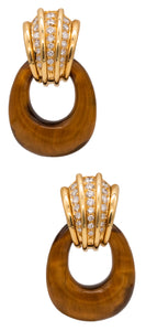 Van Cleef And Arpels 1970 Andre Vassort Door Knocker Earrings 18Kt Gold With 2.26 Cts Diamonds Tiger Eye