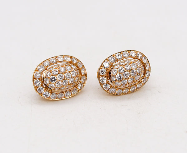 Cartier Paris Clip Earrings In 18KT Yellow Gold With 4.42 Cts In VS Diamonds