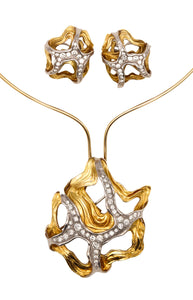 Gubelin 1960 Swiss Convertible Pendant Earring Set In 18Kt With 6.84 Cts VVS Diamonds