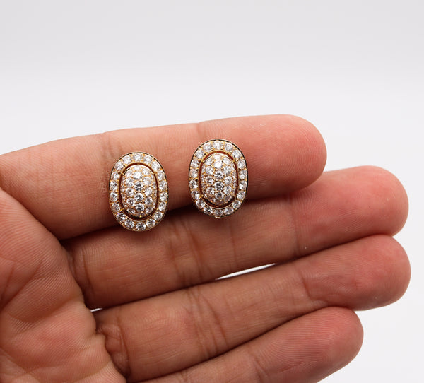 Cartier Paris Clip Earrings In 18KT Yellow Gold With 4.42 Cts In VS Diamonds