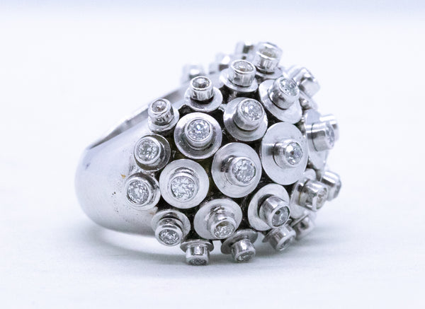 INDUSTRIAL DESIGN MASSIVE 18 KT RING WITH 2.64 Cts DIAMONDS