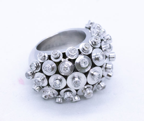 INDUSTRIAL DESIGN MASSIVE 18 KT RING WITH 2.64 Cts DIAMONDS