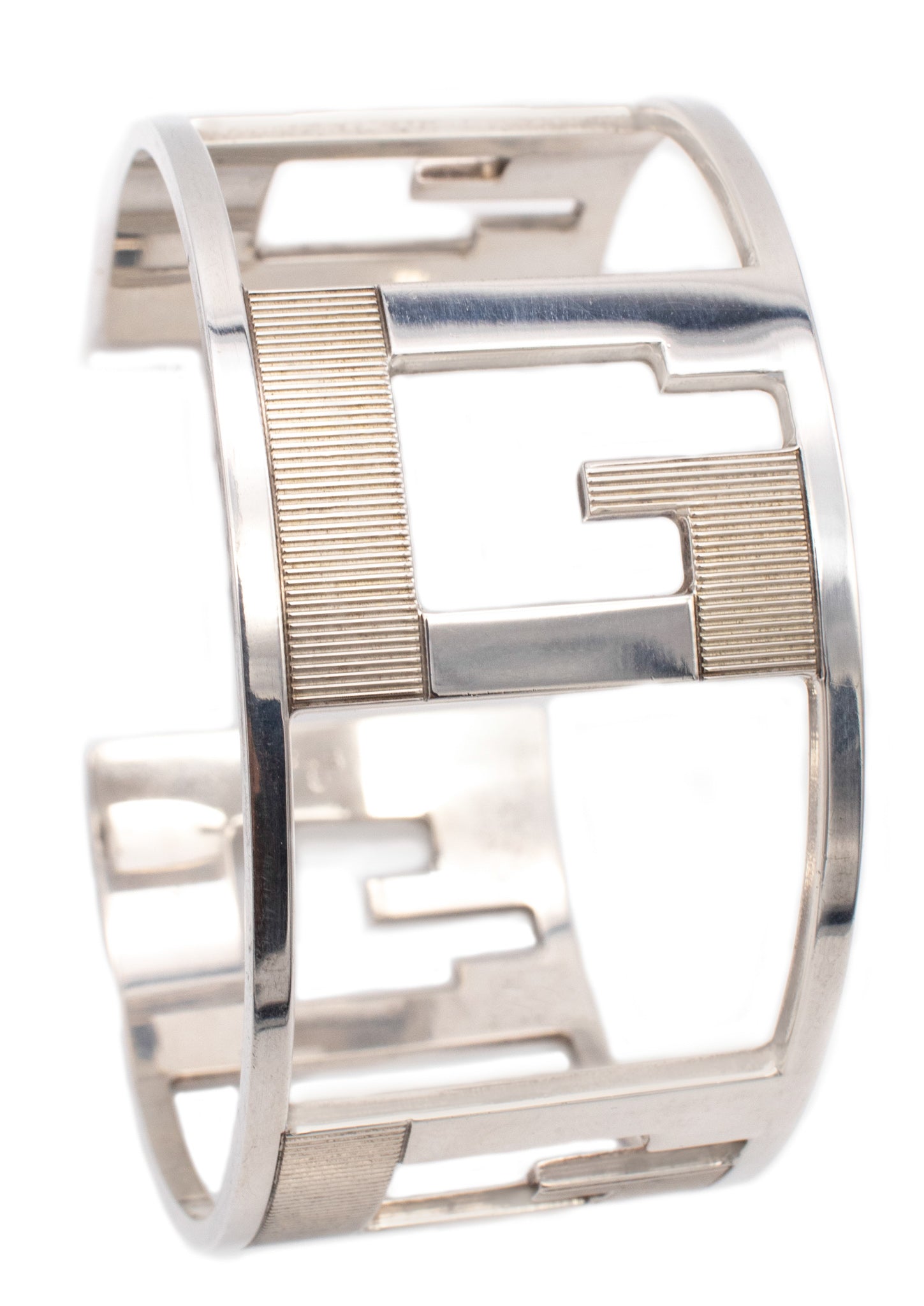 Gucci Firenze Geometric G Logo Cuff Bracelet In Solid .925 Sterling Silver