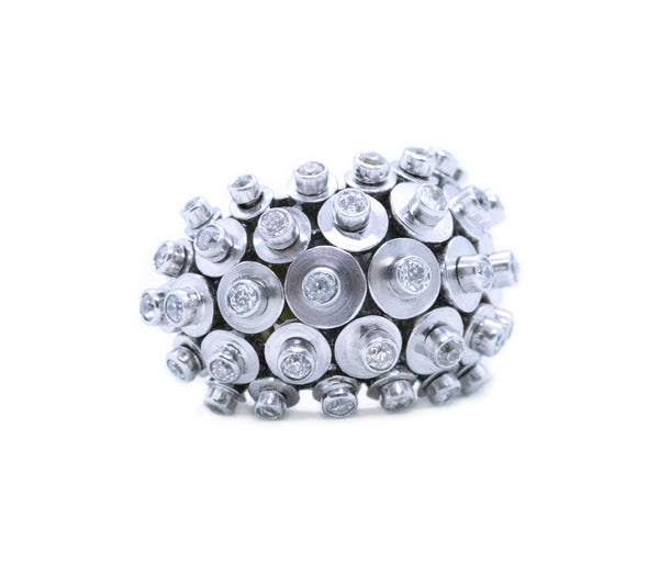 INDUSTRIAL DESIGN MASSIVE 18 KT RING WITH 2.64 Cts DIAMONDS
