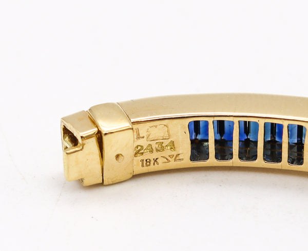 Gubelin Switzerland 1970 Geometric Modernist Bracelet In 18Kt Gold With 8.71 Cts In Diamonds & Sapphires