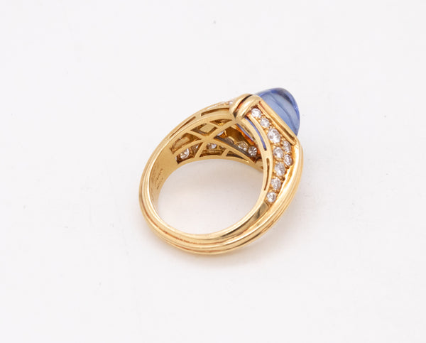 Bvlgari Roma Trombino Cocktail Ring In 18Kt Yellow Gold With 8.28 Cts In Ceylon Sapphire And Diamonds