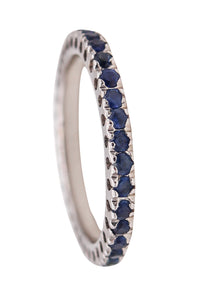 Eternity Modern Ring Band In 18Kt White Gold With 1.08 Cts Of Ceylon Blue Sapphires