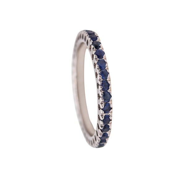 Eternity Modern Ring Band In 18Kt White Gold With 1.08 Cts Of Ceylon Blue Sapphires