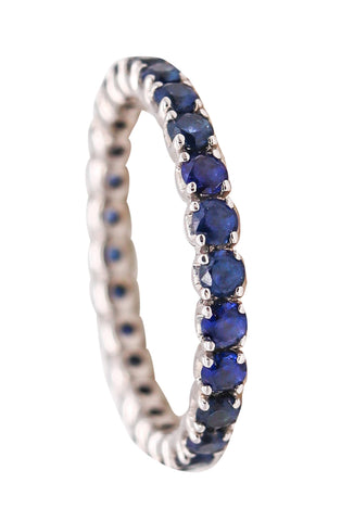 Eternity Ring Band In 18Kt White Gold With 1.25 Carats In Ceylon Blue Sapphires