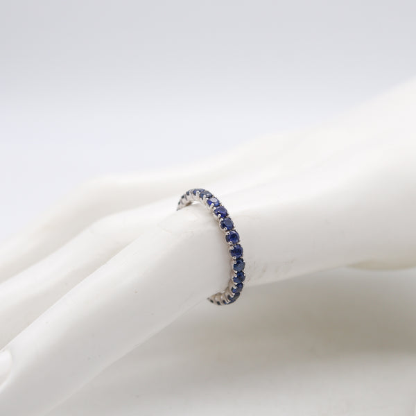 Eternity Ring Band In 18Kt White Gold With 1.25 Carats In Ceylon Blue Sapphires
