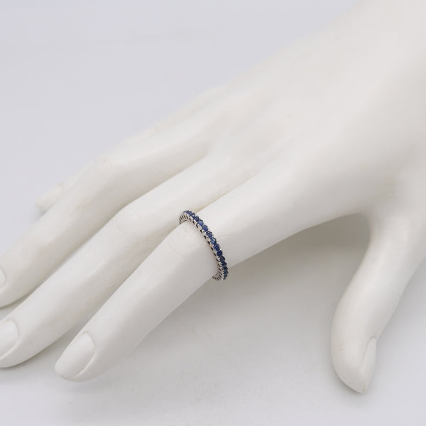 Eternity Modern Ring Band In 18Kt White Gold With 1.08 Cts Of Ceylon Blue Sapphires