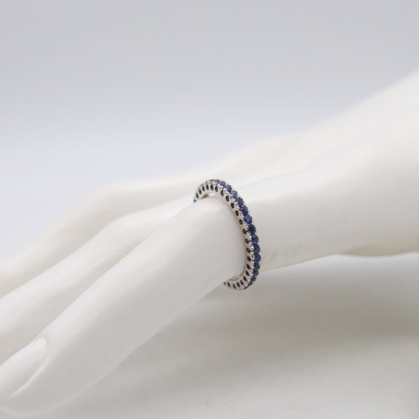 Eternity Modern Ring Band In 18Kt White Gold With 1.08 Cts Of Ceylon Blue Sapphires