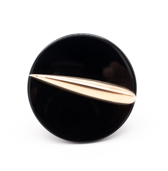 Giorgio Facchini 2012 Italy Sculptural Ring In 18Kt Yellow Gold With Onyx