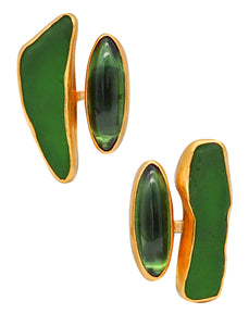 -Betsy Fuller Studio Sculptural Clip Earrings In 24Kt Yellow Gold With 10.68 Cts In Tourmalines