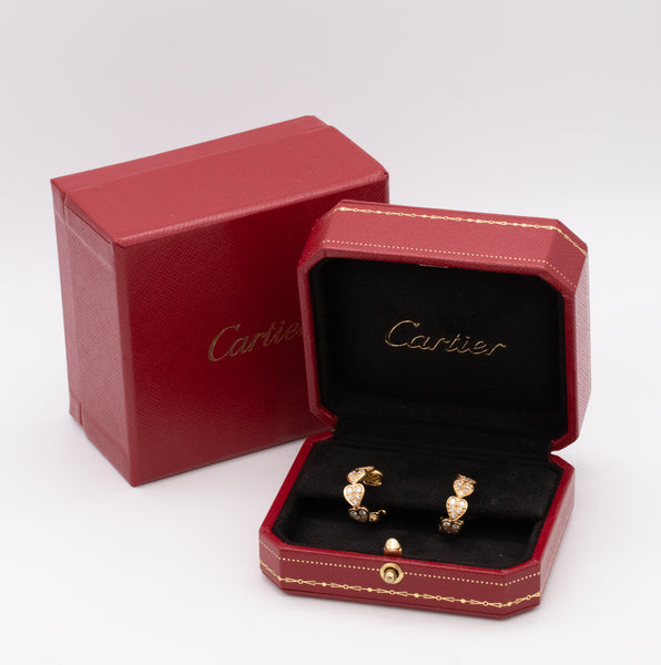 *Cartier Paris hearts eternity earrings in 18 kt yellow gold with 1.20 Ctw of VVS diamonds