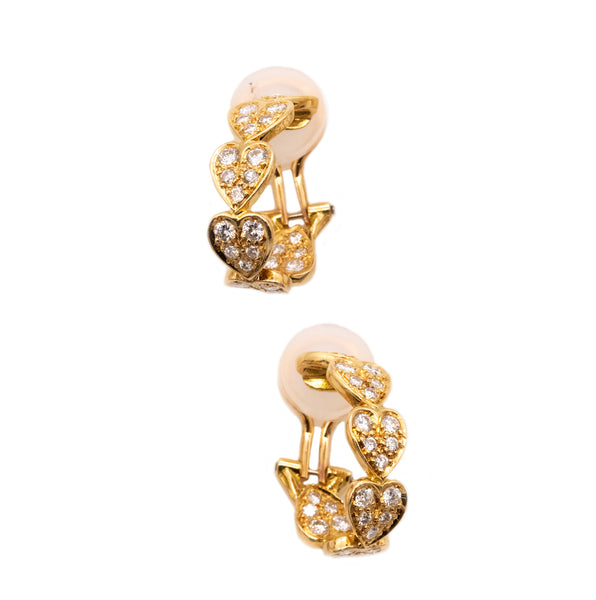 *Cartier Paris hearts eternity earrings in 18 kt yellow gold with 1.20 Ctw of VVS diamonds