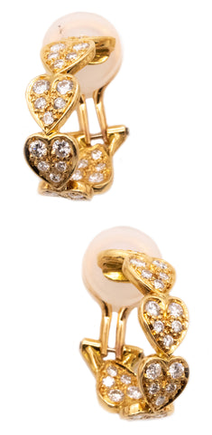 *Cartier Paris hearts eternity earrings in 18 kt yellow gold with 1.20 Ctw of VVS diamonds