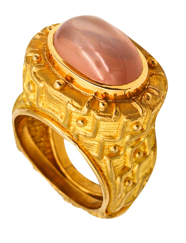 -Denise Roberge Sculptural Textured Cocktail Ring In 22Kt Gold With 9.86 Ct Moonstone