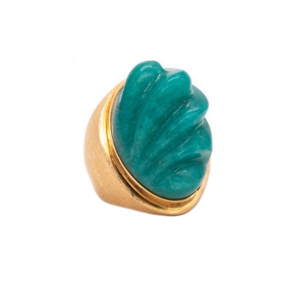 Burle Marx 1960 Brazil 18Kt Yellow Gold Forma Livre Ring With 38 Cts Amazonite Jade