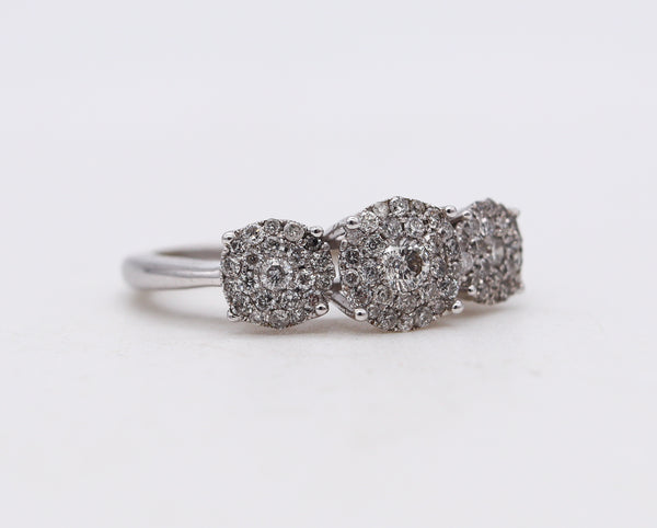 (S)Classic 1970 Engagement Band In 14Kt White Gold With 1.05 Cts Cluster Diamonds