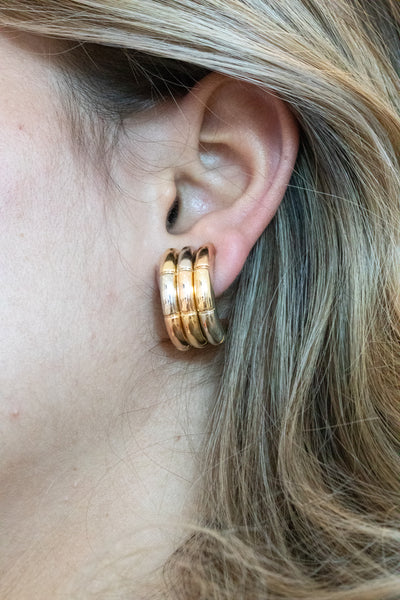 BVLGARI ITALY 18 KT GOLD TRI-COLOR EARRINGS