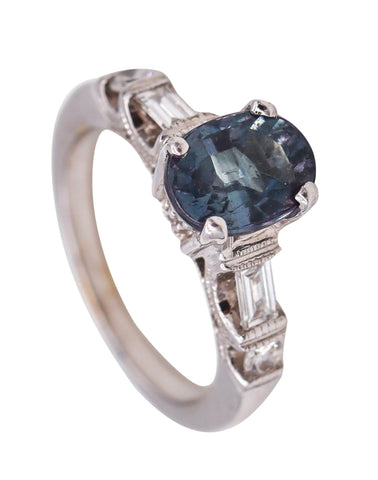 Mylor Modern Ring In 18Kt White Gold With 1.54 Cts In Alexandrite And Diamonds