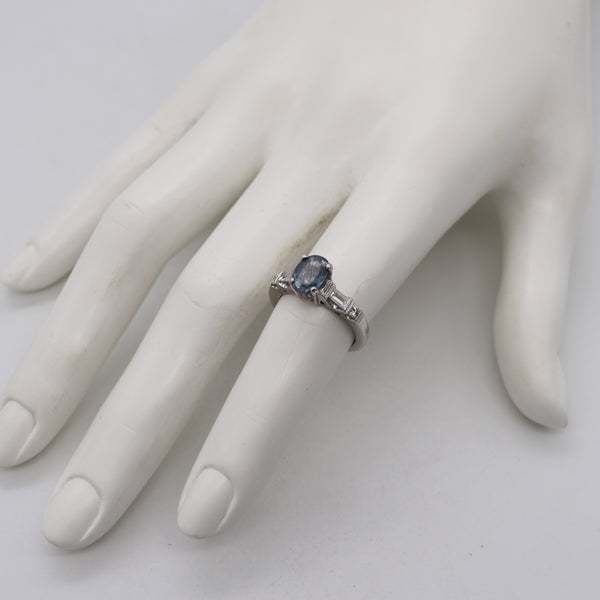 Mylor Modern Ring In 18Kt White Gold With 1.54 Cts In Alexandrite And Diamonds