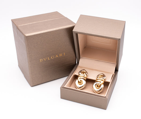 Bvlgari Roma 18Kt Gold Doppio Cuore Drop Earrings In Two Tones