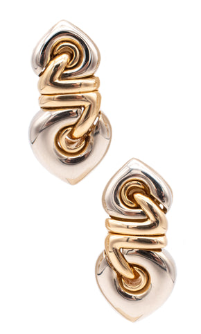 Bvlgari Roma 18Kt Gold Doppio Cuore Drop Earrings In Two Tones