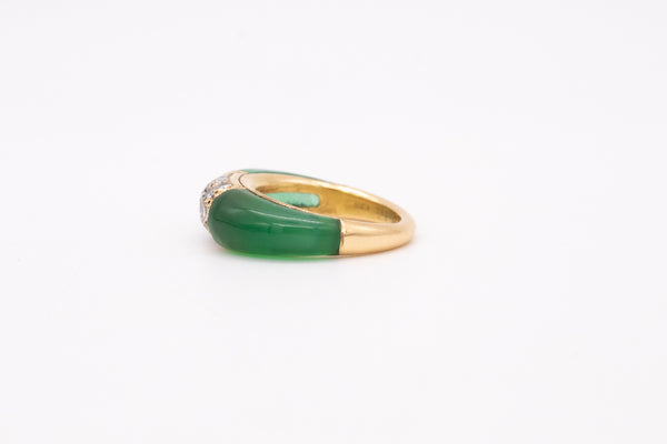 VAN CLEEF & ARPELS 1970 PARIS 18 KT PHILIPPINES RING WITH DIAMONDS AND CHRYSOPRASE