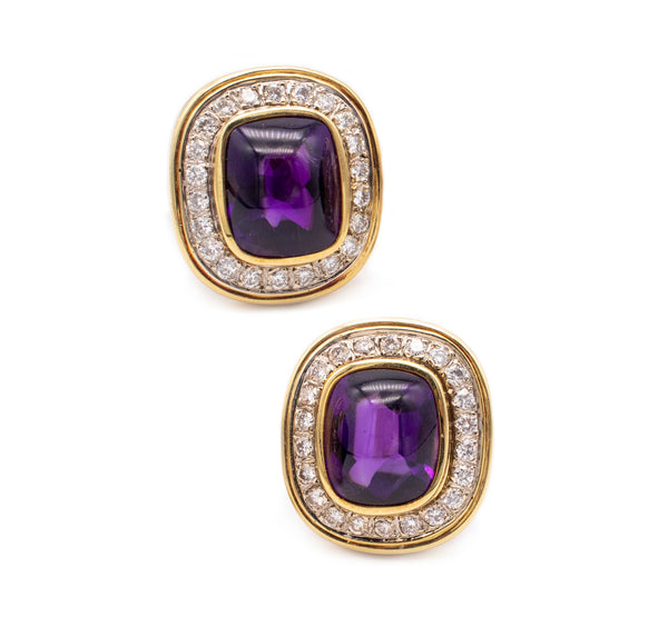 Cartier 18Kt Yellow Gold Earrings With 15.32 Ctw In Diamonds & Amethyst