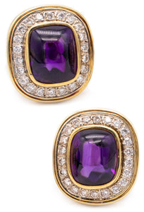 Cartier 18Kt Yellow Gold Earrings With 15.32 Ctw In Diamonds & Amethyst