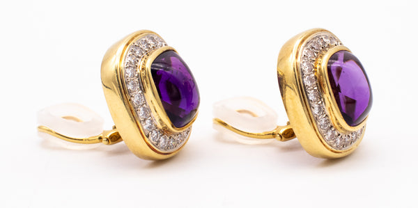 Cartier 18Kt Yellow Gold Earrings With 15.32 Ctw In Diamonds & Amethyst