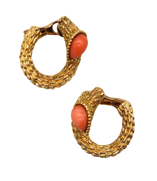 -Boucheron Paris 1970 Serpent Boheme Textured Clips-On Earrings In 18Kt Yellow Gold
