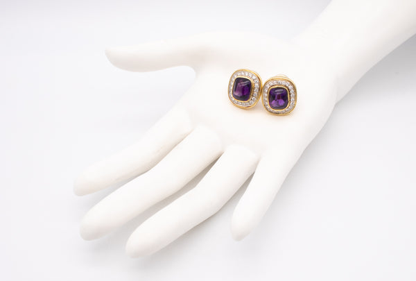 Cartier 18Kt Yellow Gold Earrings With 15.32 Ctw In Diamonds & Amethyst