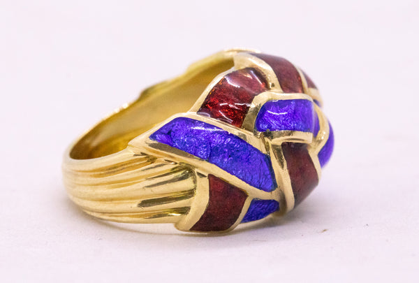TIFFANY & CO. JEAN SCHLUMBERGER 18 KT VERY RARE RING WITH ENAMEL