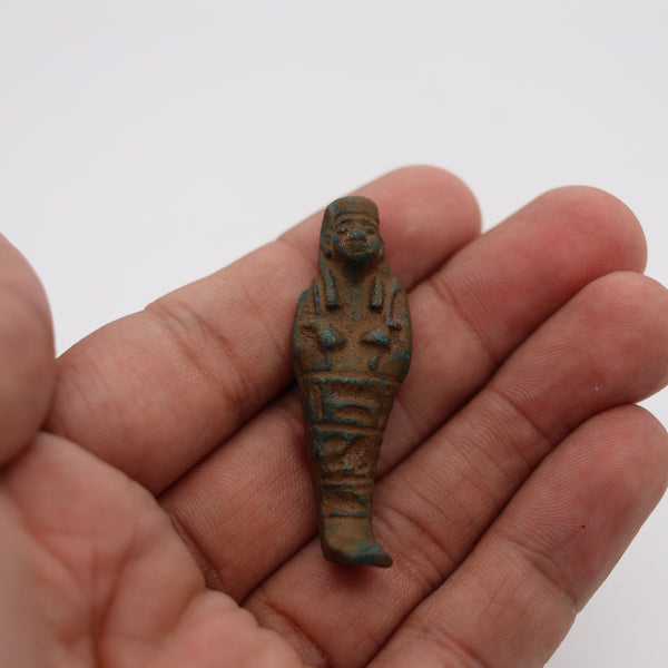 *Ancient Egypt 522-399 BC. 28th Dynasty Ushabti Of A Worker In Blue Green Glazed Faience