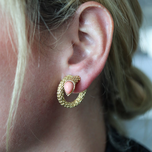 -Boucheron Paris 1970 Serpent Boheme Textured Clips-On Earrings In 18Kt Yellow Gold
