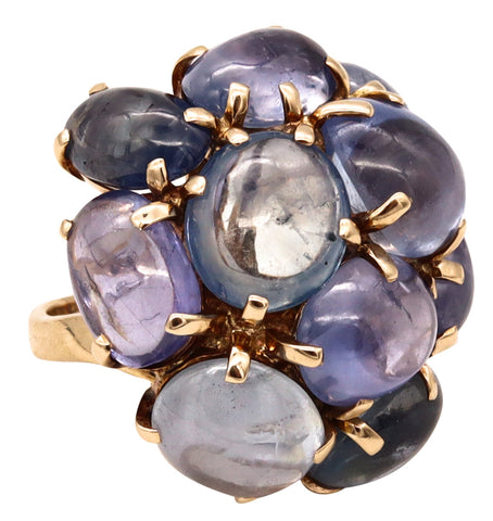 Seaman Schepps New York Cocktail Ring In 18Kt Gold With 54.30 Cts in Sapphires