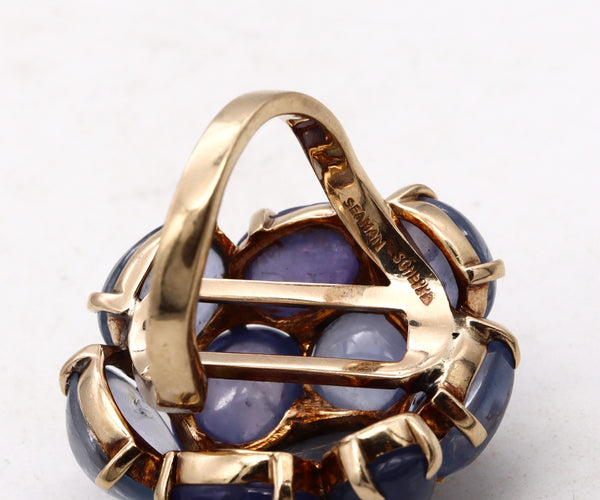 *Seaman Schepps New York cocktail ring in 18 kt gold with 54.30 Cts in Sapphires