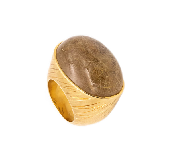Carvin French Bombe Cocktail Ring In 18Kt Gold With 47.07 Cts Rutile Quartz