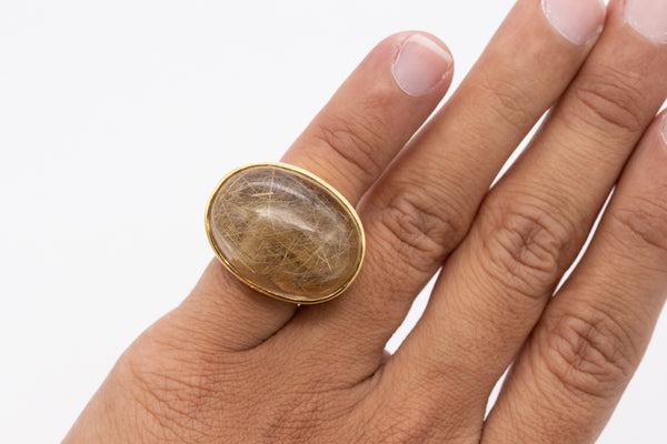 Carvin French Bombe Cocktail Ring In 18Kt Gold With 47.07 Cts Rutile Quartz